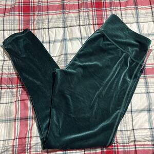 Kalon sz large high waist velvet emerald legging pull on skinny leg holiday NWT